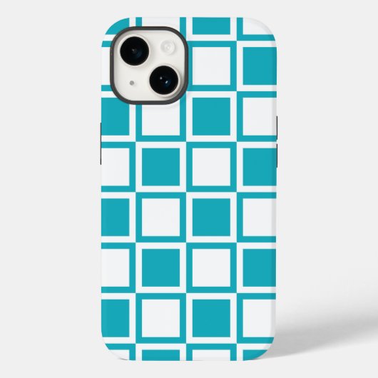 Türkis Bold Mod Squares Case-Mate iPhone Hülle (Rückseite)