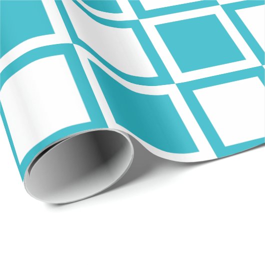 Türkis Bold Mod Squares Geschenkpapier (Rolleneckpunkt)