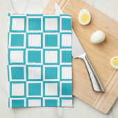 Türkis Bold Mod Squares Geschirrtuch (Viertel Falte)