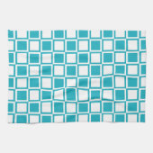 Türkis Bold Mod Squares Geschirrtuch (Horizontal)