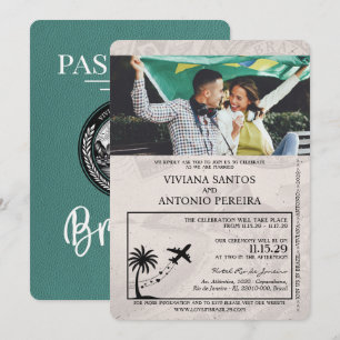 Türkis Brasilien Pass Einladung Hochzeit