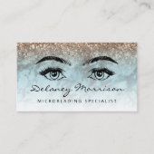 Türkis Bronze Marmor Augen QR-Code Microblading Visitenkarte (Vorderseite)