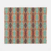 Türkis Brown Burnt Orange Mosaik Art Pattern Fleecedecke (Vorderseite (Horizontal))