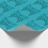 Türkis Butterfly Wrapping Paper Geschenkpapier (Ecke)