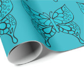 Türkis Butterfly Wrapping Paper Geschenkpapier (Rolleneckpunkt)