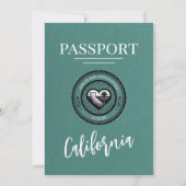 Türkis-California-Passport-Hochzeit Einladung (Rückseite)