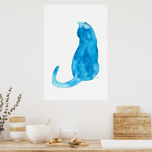Türkis Cat Watercolor Poster (Küche)