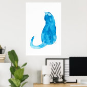 Türkis Cat Watercolor Poster (Heimbüro)