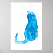 Türkis Cat Watercolor Poster (Vorne)