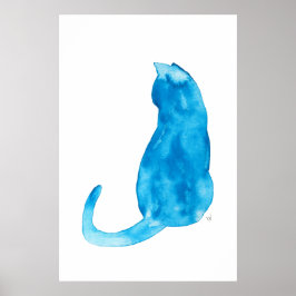 Türkis Cat Watercolor Poster