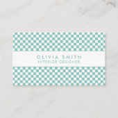 Türkis Checked Modern Visitenkarte (Vorderseite)