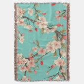 Türkis Cherry Blossom Throw Blanket Decke (Vorderseite Vertikal)