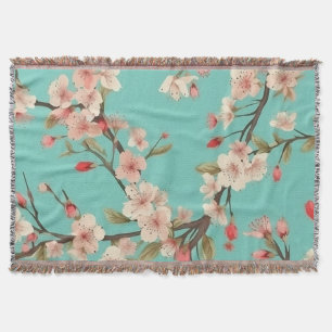 Türkis Cherry Blossom Throw Blanket Decke