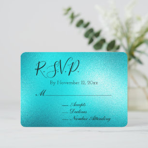 Türkis Chic Aqua Blue Wedding RSVP Begleitkarte