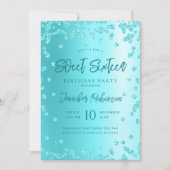 Türkis Chic Glitzer Foto Sweet 16 Einladung (Vorderseite)