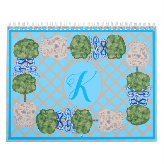 Türkis Chinoiserie Ginger Jars Jars Topiary Kalender (Titelbild)