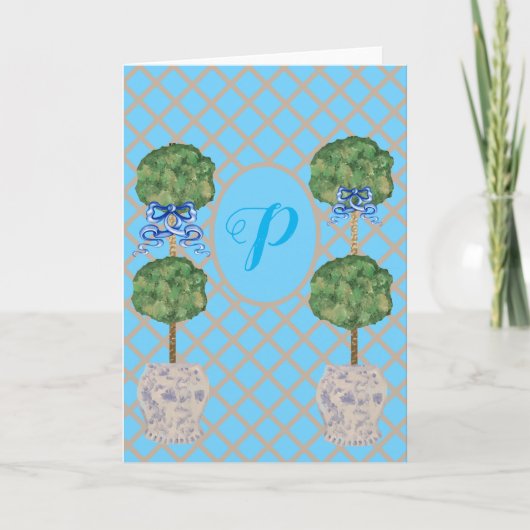 Türkis Chinoiserie Ginger Jars Jars Topiary Karte (Vorderseite)