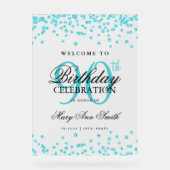 Türkis Confetti Glitzer 90. Geburtstag Willkommen Acrylschild (Vorderseite)