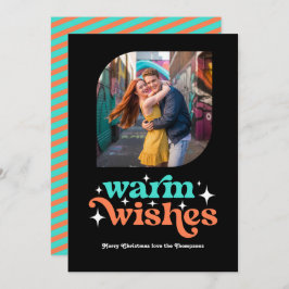 Türkis & Coral Modernes Retro Weihnachtsfest Foto Feiertagskarte