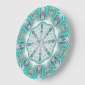 Türkis Coral Reef Mandala Große Wanduhr (Winkel)