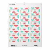 Türkis & Coral Zinnia Blume Adressaufkleber (Vorne)