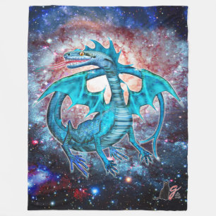 Türkis Cosmic Dragon Fleecedecke