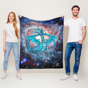 Türkis Cosmic Dragon Fleecedecke