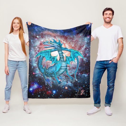 Türkis Cosmic Dragon Fleecedecke (Beispiel)