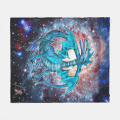 Türkis Cosmic Dragon Fleecedecke (Vorderseite (Horizontal))