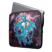 Türkis Cosmic Dragon Laptopschutzhülle (Vorderseite Links)