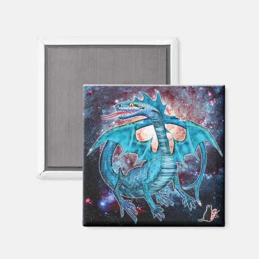 Türkis Cosmic Dragon Magnet (Vorderseite/Rückseite)