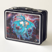 Türkis Cosmic Dragon Metall Brotdose (Rückseite)