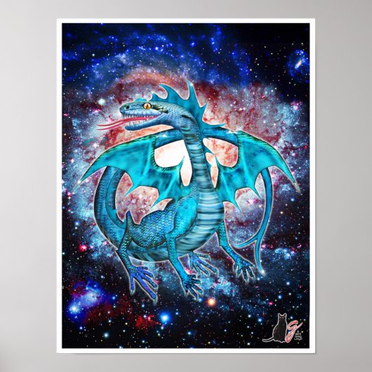 Türkis Cosmic Dragon Poster (Vorne)