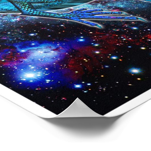 Türkis Cosmic Dragon Poster (Ecke)