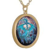 Türkis Cosmic Dragon Vergoldete Kette (Vorderseite links)