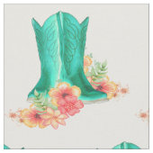 Türkis-Cowboystiefel mit Blumen Stoff (Nahaufnahme)
