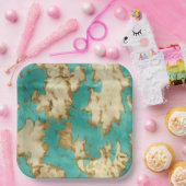 Türkis Creme Animal Cowhide Western Cowgirl Pappteller (Party)