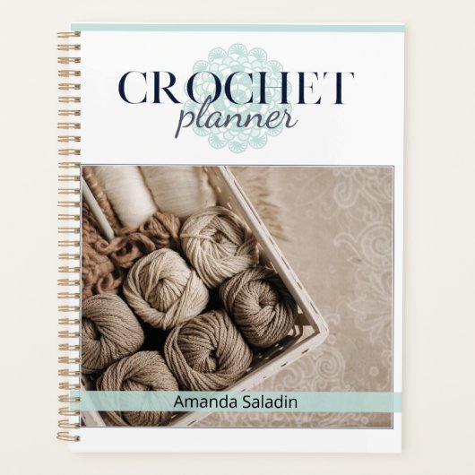 Türkis Crochet Planner Planer (Vorderseite)