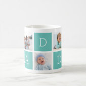 Türkis | Custom Daddy 5 Foto Collage Kaffeetasse (Mittel)