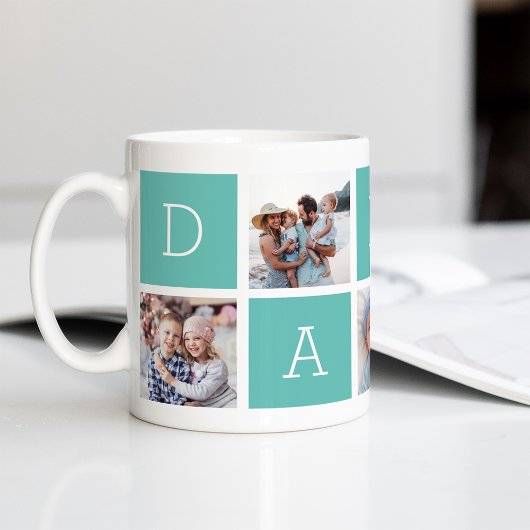 Türkis | Custom Daddy 5 Foto Collage Kaffeetasse