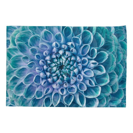 Türkis Dahlia Blume Makro Hintergrund Kissenbezug (Rückseite)