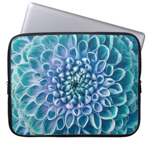 Türkis Dahlia Blume Makro Hintergrund Laptopschutzhülle