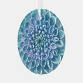 Türkis Dahlia Blume Makro Hintergrund Ornament Aus Glas (Vorderseite links)