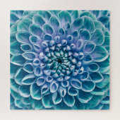 Türkis Dahlia Blume Makro Hintergrund Puzzle (Horizontal)