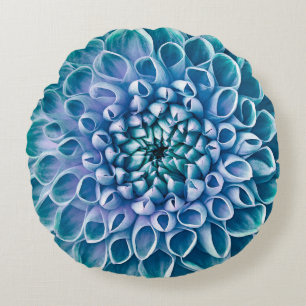 Türkis Dahlia Blume Makro Hintergrund Rundes Kissen