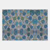 Türkis Daisy Floral Wrapping Paper Geschenkpapier Set (Vorderseite 2)