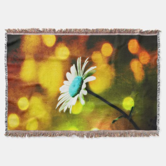 Türkis Daisy in Gold-Throw-Blanket Decke (Vorderseite)