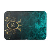 Türkis Damask Goldrahmen Personalisiert Badematte (Vorderseite)