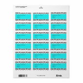 Türkis Damask Hochzeitsadressschilder Adressaufkleber (Vorne)