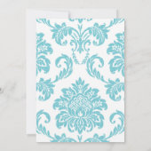 Türkis Damask Hochzeitseinladung Einladung (Rückseite)